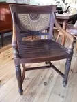 Ancien fauteuil bois exotique et cannage