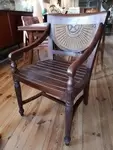 Ancien fauteuil bois exotique et cannage