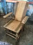 Chaise longue 50s rotin