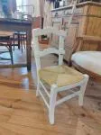 Chaise XXe bois peint et paille