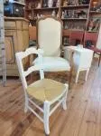 Chaise XXe bois peint et paille