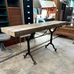 Console fer forgé et chêne