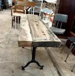 Console fer forgé et chêne