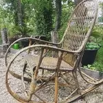 Fauteuil à bascule en rotin années 60