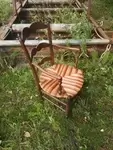 Fauteuil ancien paille rouge 