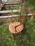 Fauteuil ancien paille rouge 