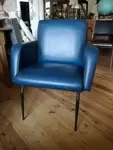 Fauteuil de coiffeur skai bleu