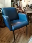 Fauteuil de coiffeur skai bleu