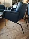 Fauteuil de coiffeur skai bleu