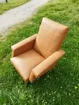 Fauteuil en skai années 60 70 