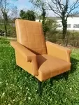 Fauteuil en skai années 60 70 