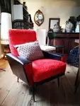 Fauteuil vintage rouge et noir