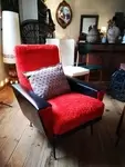 Fauteuil vintage rouge et noir