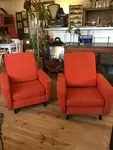 Fauteuils tweed rouge orange 70s