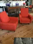 Fauteuils tweed rouge orange 70s