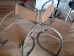 Lot de deux fauteuil alu et cuir 70s