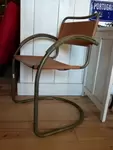 Lot de deux fauteuil alu et cuir 70s