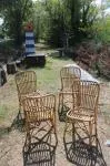 Lot quatre chaises rotin