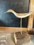 Oiseau en bois ancien bécassine 