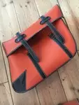 Paire de saccoches mobylette 60s oange 