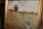 Peinture à l'huile champ de blés et coquelicot 