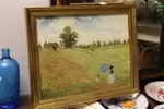 Peinture à l'huile champ de blés et coquelicot 