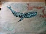 Peinture sur carte marine années 60 