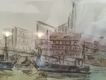 Port de Royan fusain et aquarelle 