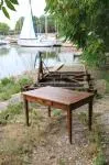 Table années 50 bois foncé.