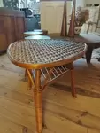 Table basse vintage en rotin 