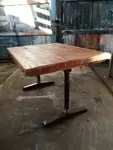 Table bistro pied bois laiton ancien