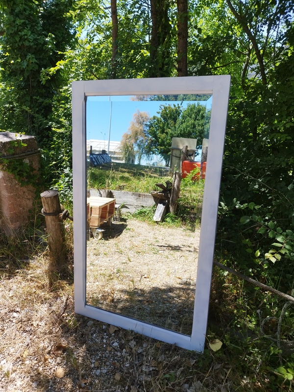 Miroir ancien peint en blanc