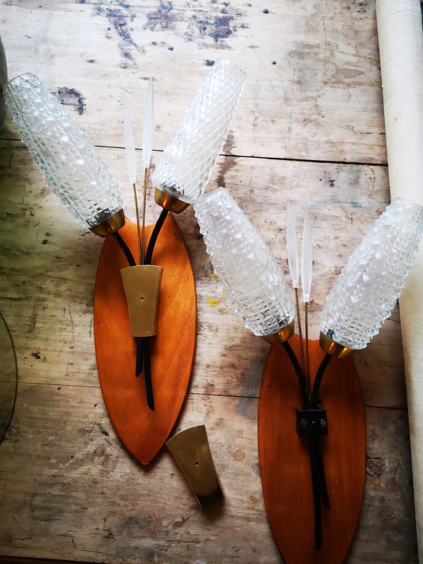 Paire d'appliques mid century