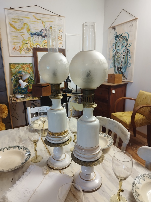 Paire de lampes à pétrole XIXe