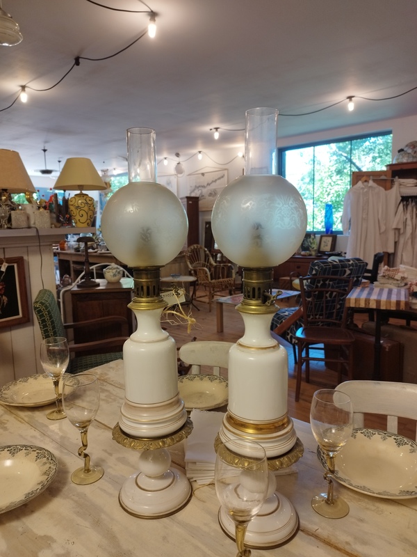 Paire de lampes à pétrole XIXe