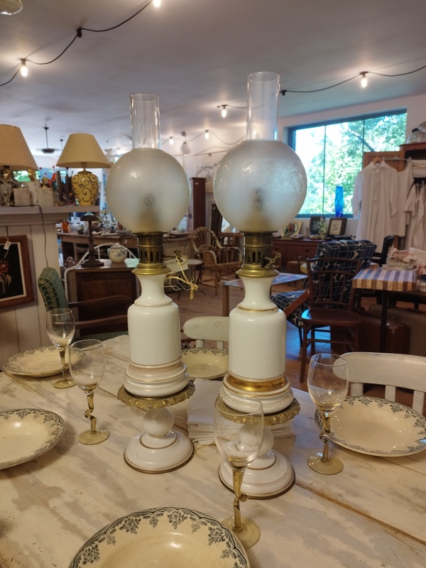 Paire de lampes à pétrole XIXe