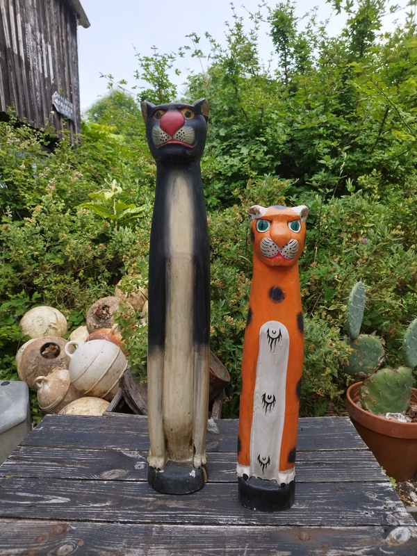 Panthere et tigre sculptés bois 