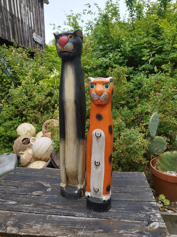 Panthere et tigre sculptés bois 