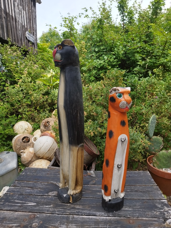 Panthere et tigre sculptés bois 