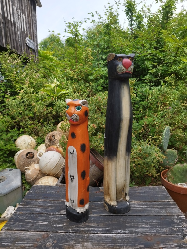 Panthere et tigre sculptés bois 