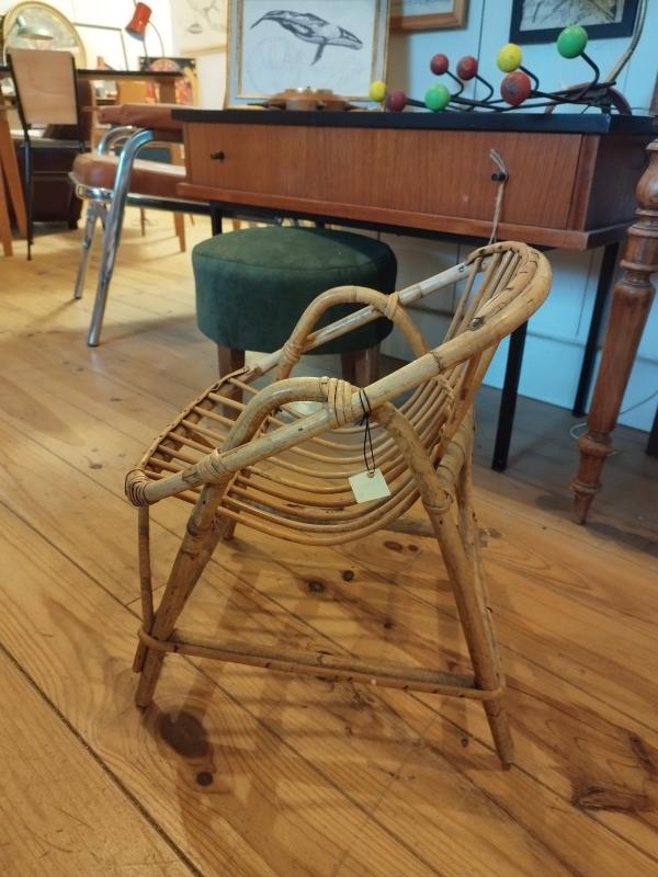 Petit fauteuil rotin 70's 