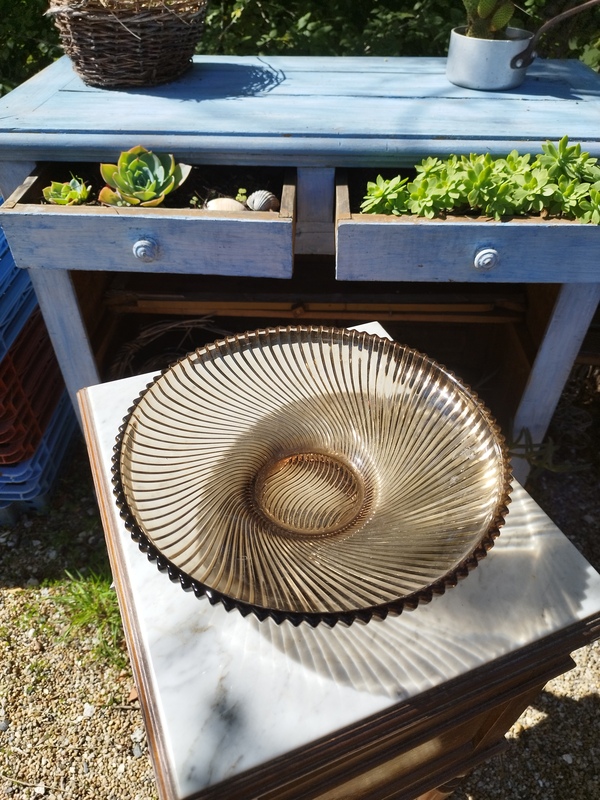 Plat verre fumé 70's 