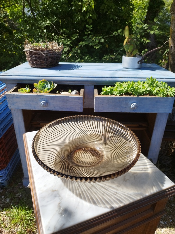 Plat verre fumé 70's 