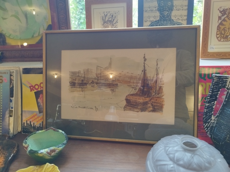 Port de Royan fusain et aquarelle 