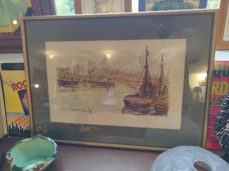 Port de Royan fusain et aquarelle 