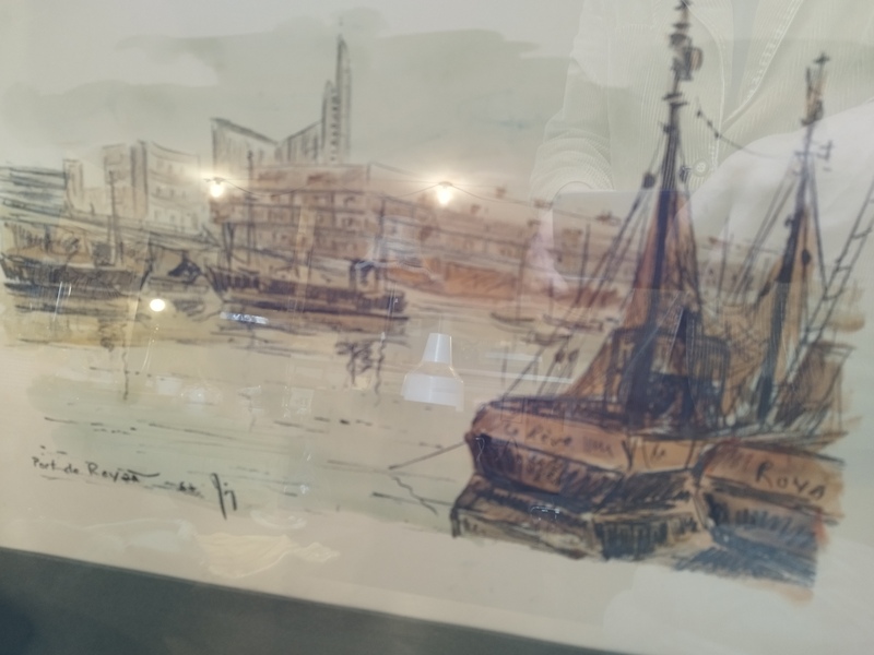 Port de Royan fusain et aquarelle 