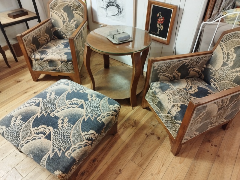 Salon art déco fauteuils et table 