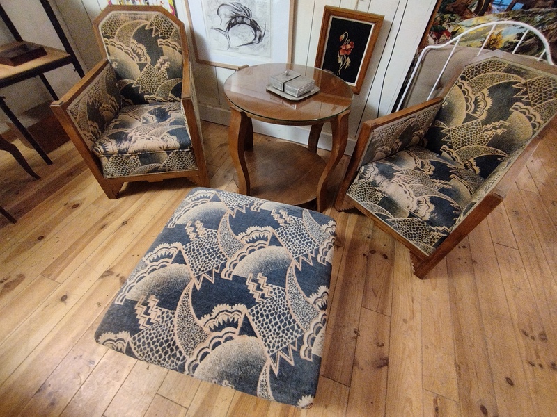Salon art déco fauteuils et table 