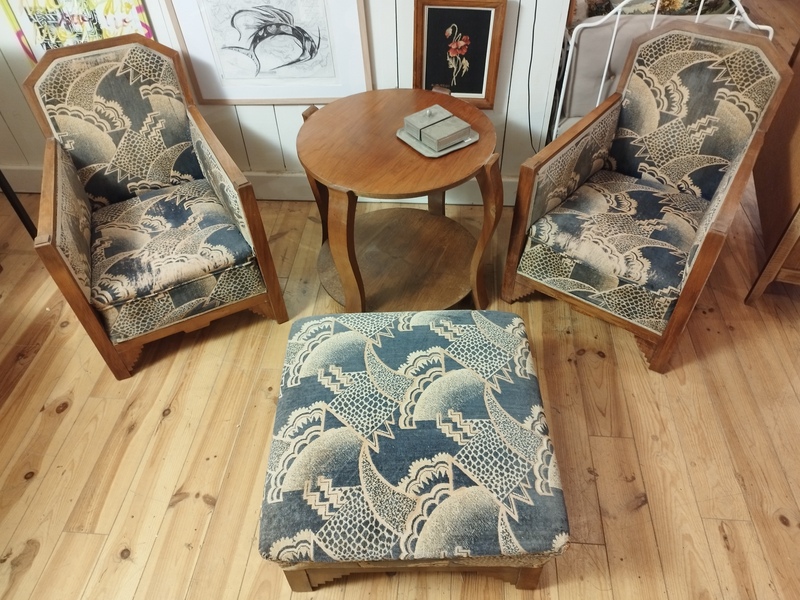 Salon art déco fauteuils et table 