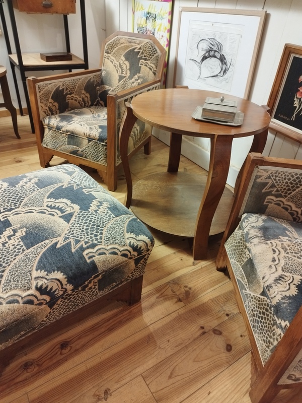 Salon art déco fauteuils et table 